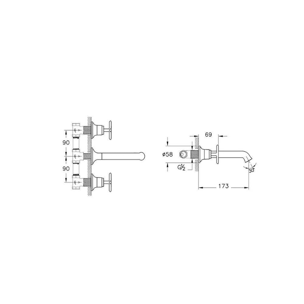 VitrA Origin Classic Ankastre Lavabo Bataryası Fırçalı Altın A4289025