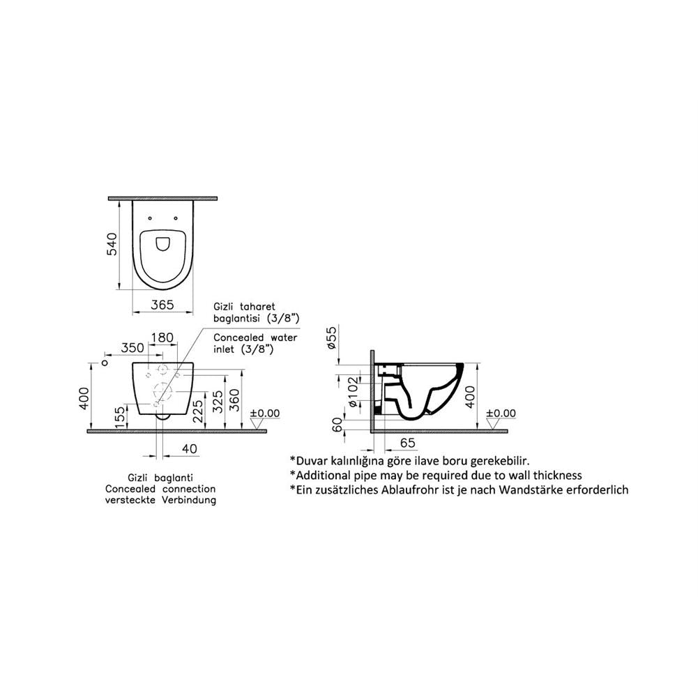 VitrA Sento Asma Klozet Siyah 7748B070-0559