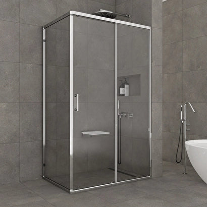 Ri̇to D231 140x90 Duş Üstü Parlak Gümüş Profil Şeffaf 6 Mm Temperli Cam Yükseklik 192 Cm