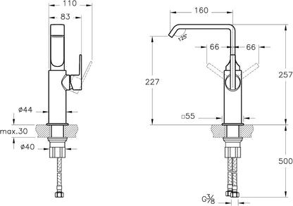 VitrA Suit A4276574 Çanak Lavabo Bataryası Yandan, Soft Altın