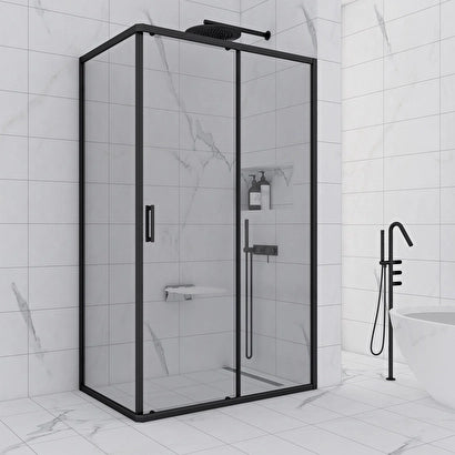 Ri̇to D231 120x80 Duş Üstü Siyah Profil Şeffaf 6 Mm Temperli Cam Yükseklik 192 Cm