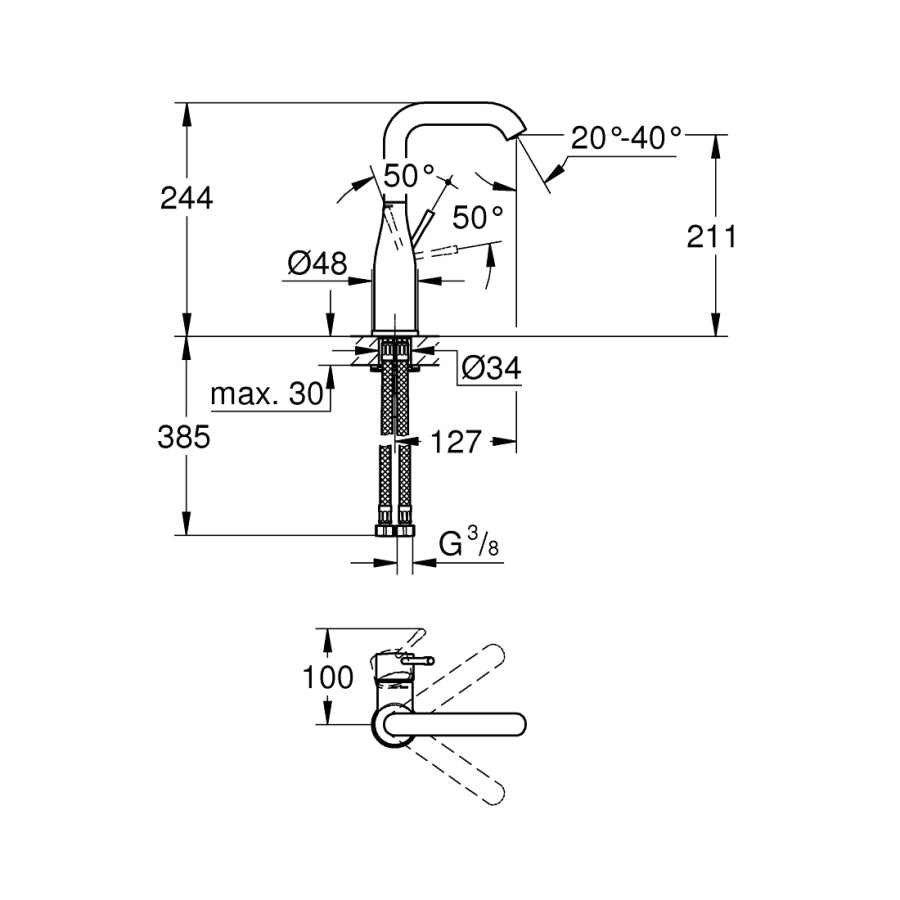 Grohe Essence Tek Kumandalı Lavabo Bataryası 1/2"L - 24174GL1