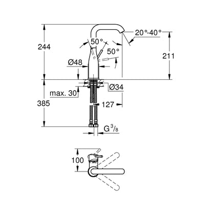 Grohe Essence Tek Kumandalı Lavabo Bataryası 1/2"L - 24174GL1