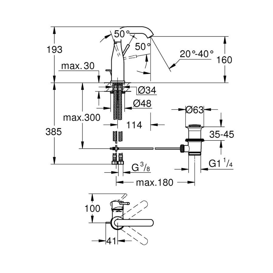 Grohe Essence Tek Kumandalı Lavabo Bataryası M - 24173A01