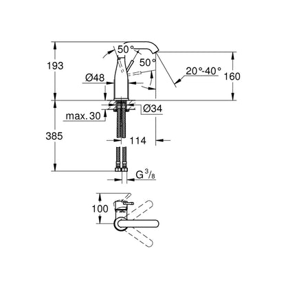 Grohe Essence Tek Kumandalı Lavabo Bataryası M - 24176001